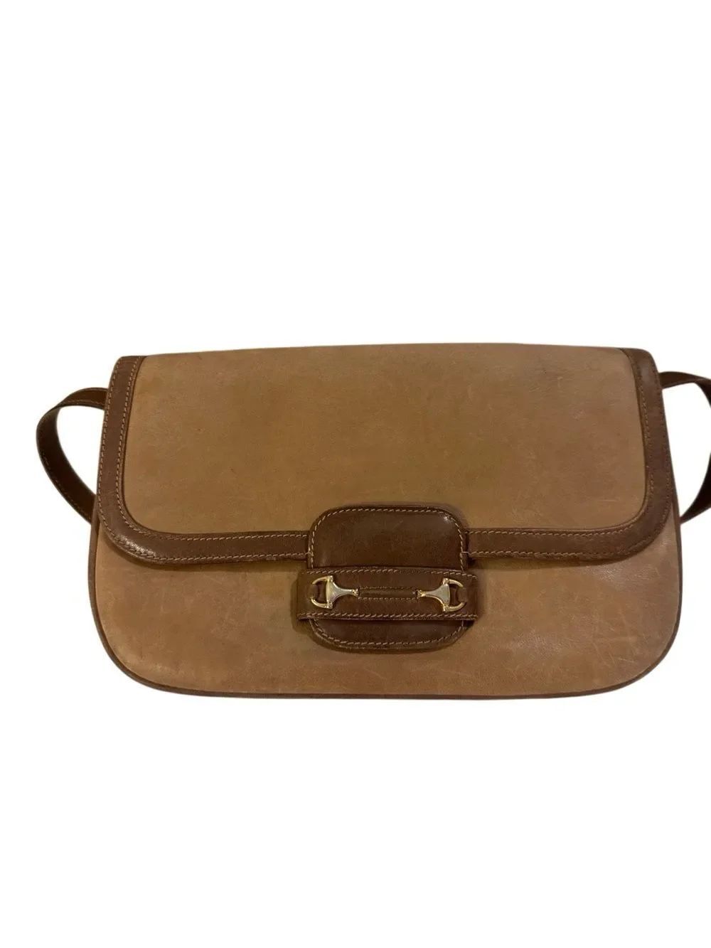 Gucci Brown & Tan Horse-bit Leather Crossbody Bag